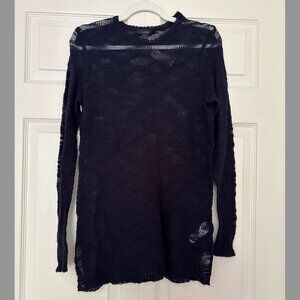 NWT J Crew Wool Mohair Open Knit Sweater Sz S Navy